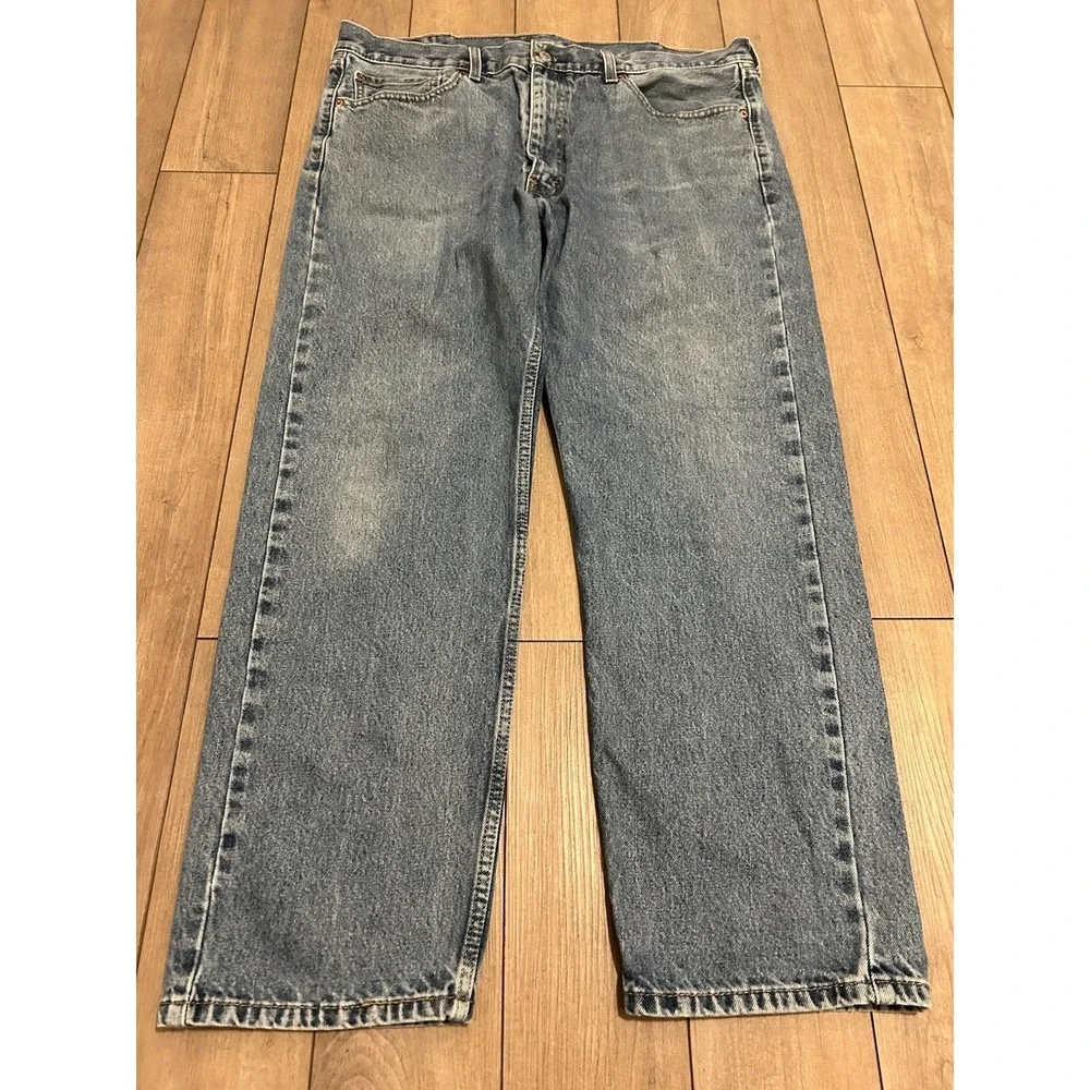Levi's 505 Jeans Men's 40x30 Blue Denim Regular Fit Straight Light Wash Cotton